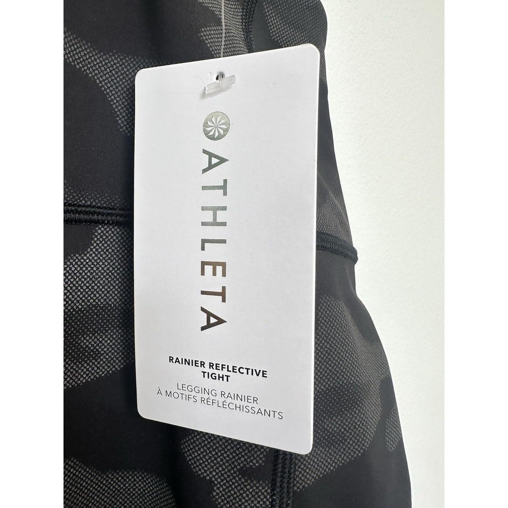 NWT Athleta RAINIER REFLECTIVE TIGHT Leggings Camo Black Cropped 3XL - Picture 5 of 12